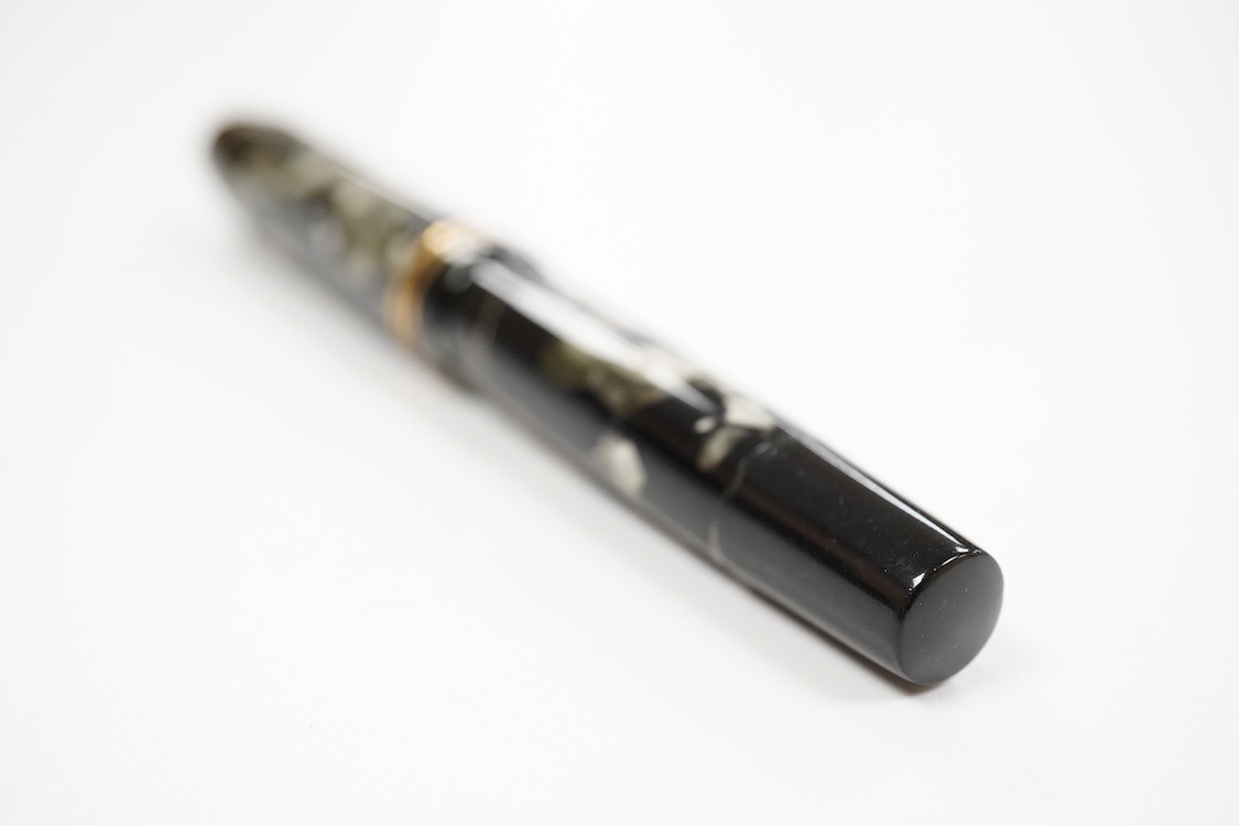 A Montblanc No.333.5 piston fill fountain pen in grey black marble